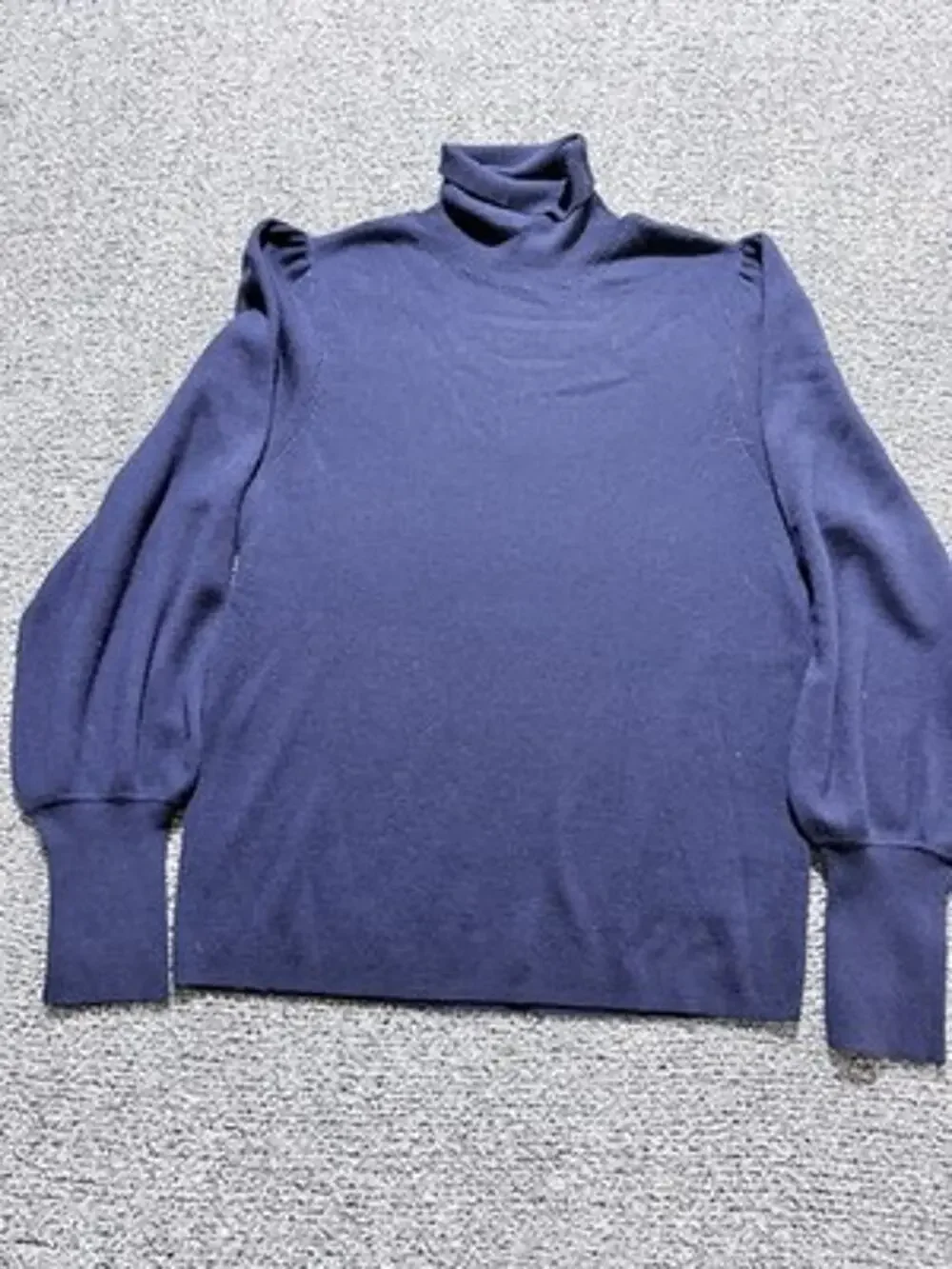 J. Crew Dark Academia Navy Puff Sleeved Turtleneck Regencycore (Vintage) Inspire